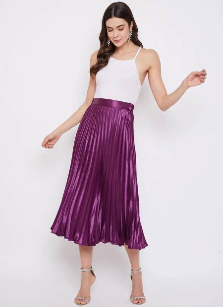 Purple Colour Divya Nayka Solid Soft Satin Fancy Skirt Collection DF-NYKAA-9